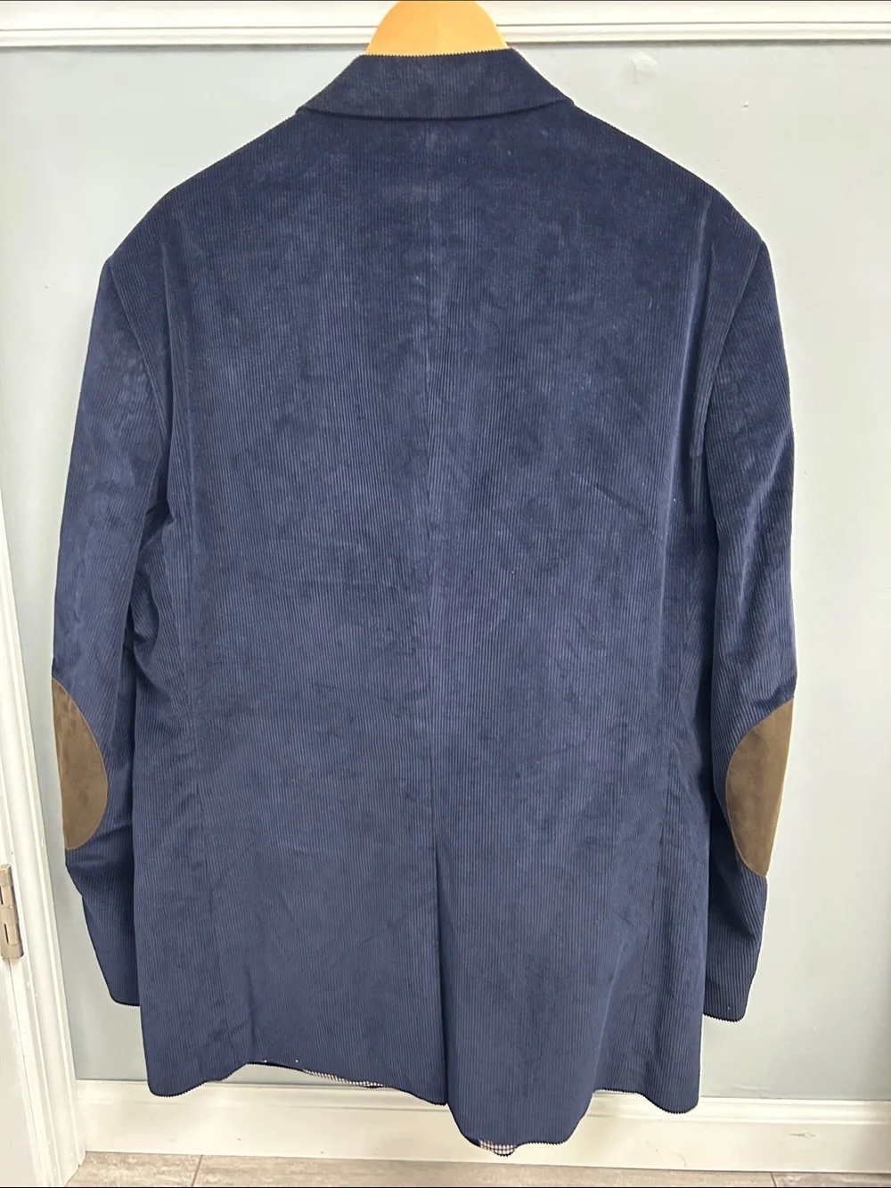 Saddlebred Men's 46L Navy Heritage Corduroy Blazer Sport Coat Elbow Patches